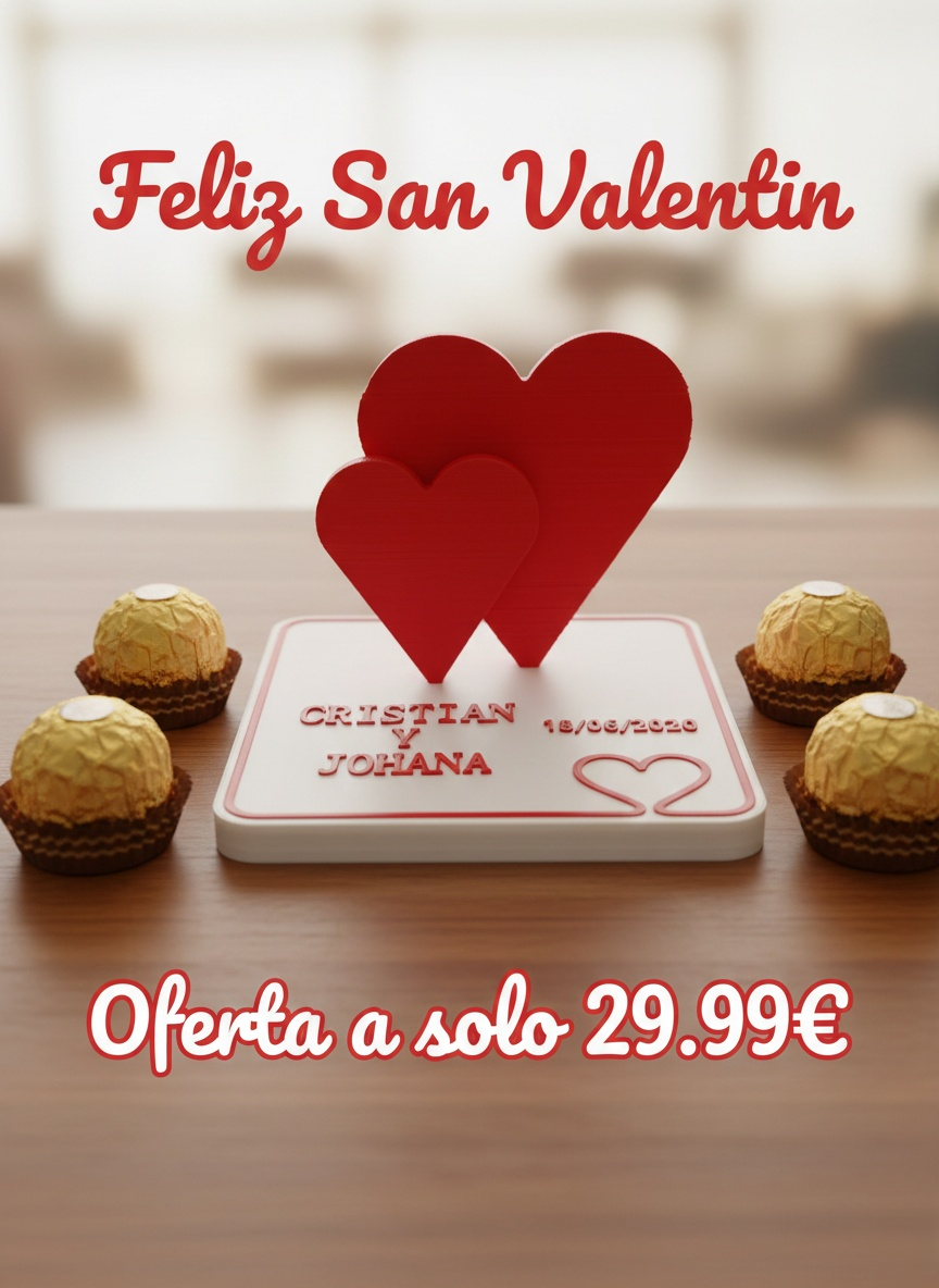 Placa personalizada de San Valentín con nombres y fecha, decoración romántica con corazones – 29,99€